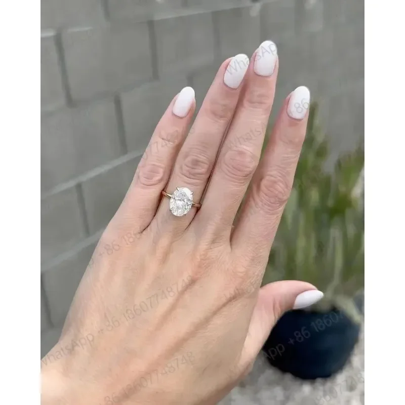 PTX Crushed Ice Hybrid Oval Cut Moissanite Rings Loose Gemstones Engagement Rings for Women Couple Customized Wedding Ring