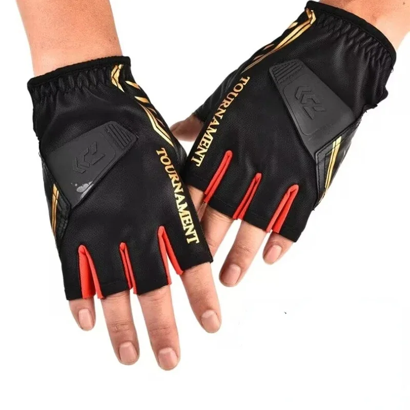 New Brand Waterproof Fishing Gloves for Men Genuine Leather Three Five Fingers Cut Outdoor Sports Fitness Glove