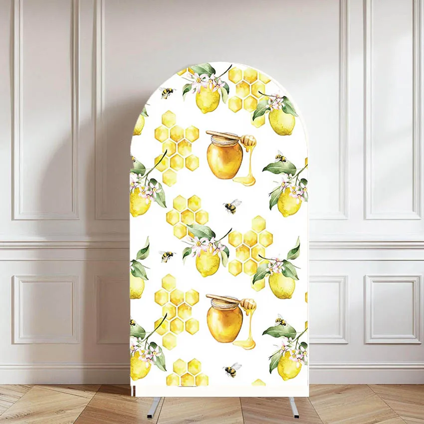 

Mehofond Custom 2-Sided Lemon Honey Bee Honeycomb Kids Birthday Party Baby Shower Covers Chiara Arch Background Decor Backdrop