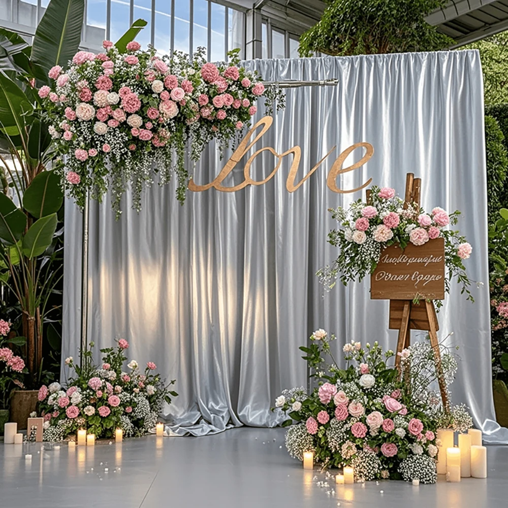 Satin-Tischdecke Rechteckig Seidig Glatter Stoff Hochzeitstisch-Dekorationen für Geburtstagsfeier Brautparty Babyparty Hintergrund-Drapierungen – Detail 17