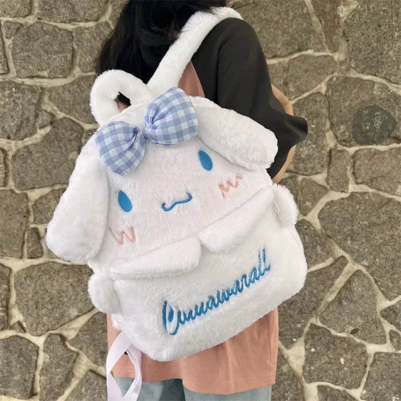 Sanrio Cartoon Lovely Plush Backpack Cinnamoroll Kuromi Girl Heart Large Capacity My Melody Shoulders Bag Kid Christmas Gift