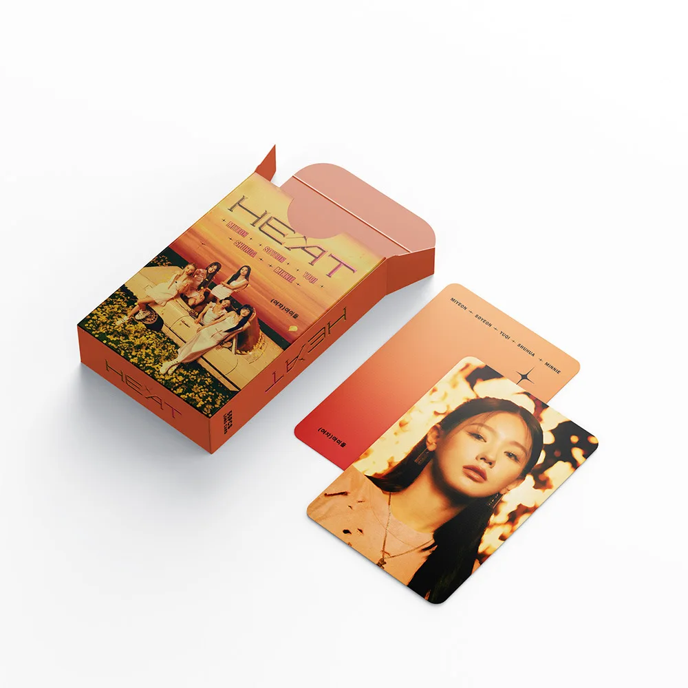 55pcs/Set KPOP (G)I-DLE HEAT Lomo Cards HD High Quality Printed Photo Card Minnie Cho Mi Yeon YUQI SHUHUA Fans Collection Gift