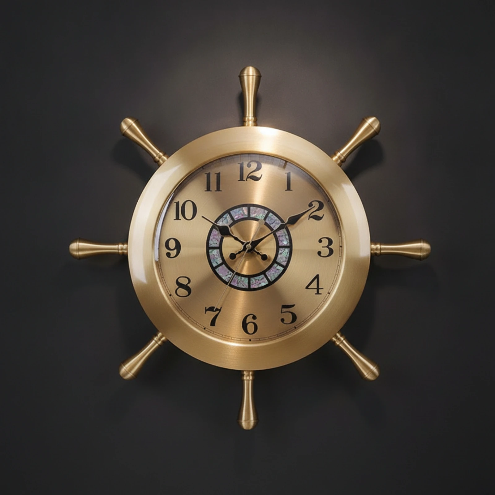 Nautical Ship Wheel Clock Decorative Ship Wheel Wall Clock Retro Ocean-Themed for Homeowners, Living Room, Entryway