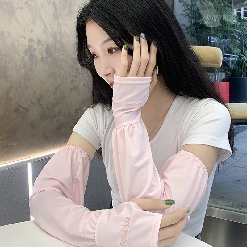 

Summer Loose Ice Silk Arm Sleeves Thin UV Protection Cycling Sun Sleeves Breathable Cooling Arm Guards Outdoor Driving Gloves