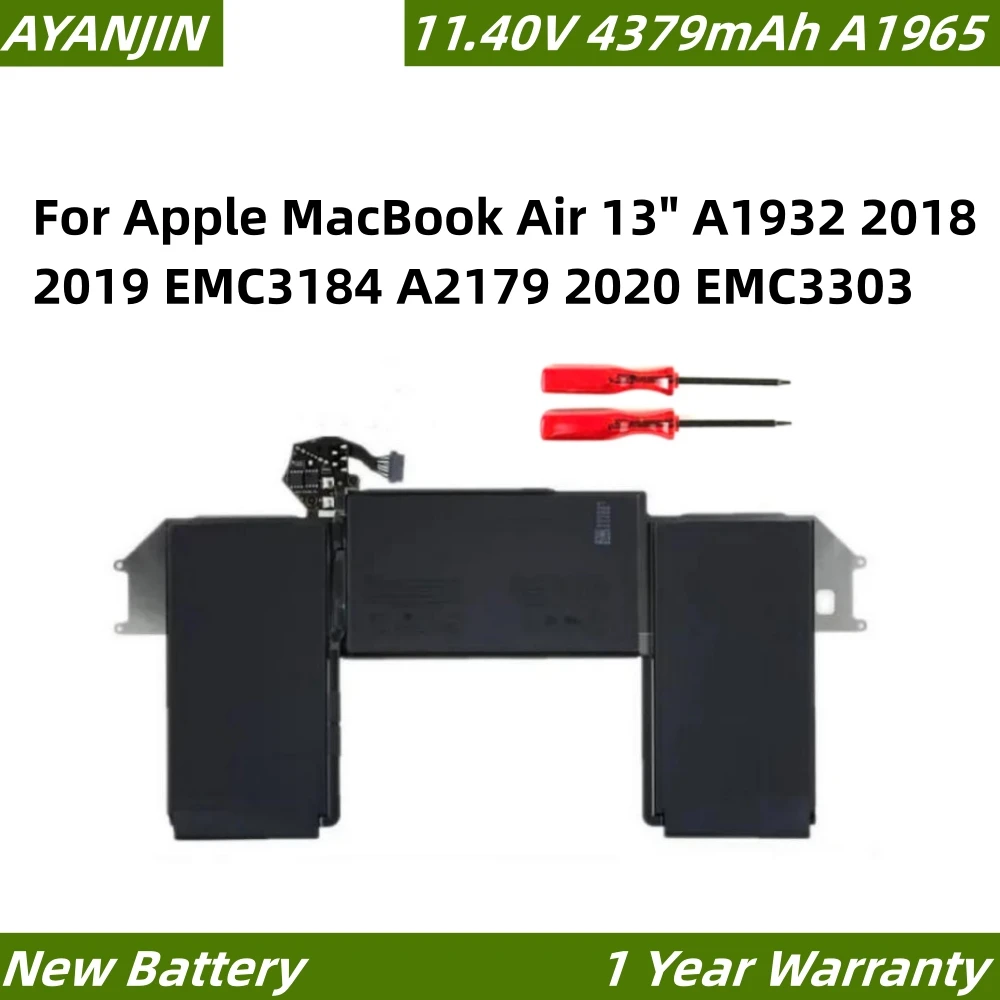 

A1965 11.40V 49.9Whr/4379mAh Laptop Battery For Apple MacBook Air 13" A1932 2018 2019 EMC3184 A2179 2020 EMC3303