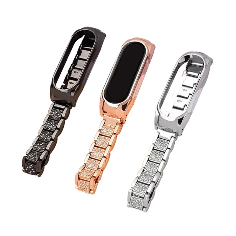 Bling Diamond Bracelet for Xiaomi Mi Band 6 5 4 3 Fashion Metal Strap for MiBand 7 Women Replacement Wristbands Belt Accessories