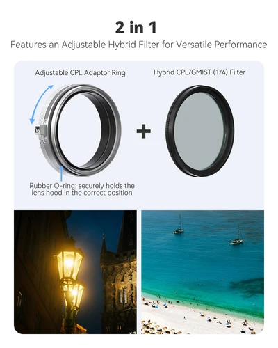 Imagen 2 del producto Filtro CPL/GMIST de nuevo estilo Freewell con parasol Compatible con cámaras fujifilm X100VI X100V X100S X100T X100F Fuji Series