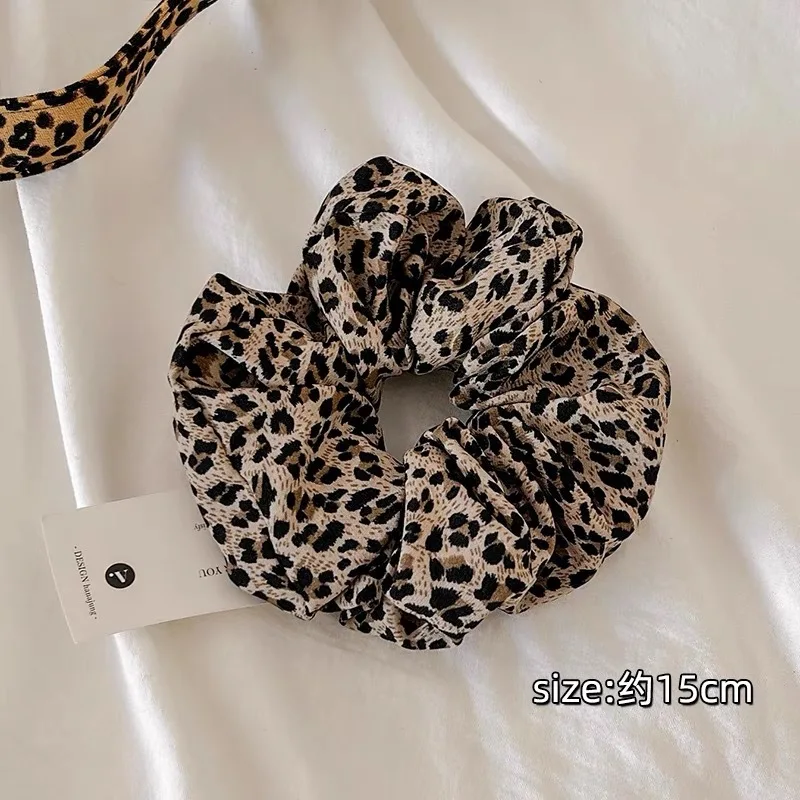 2 Styles Vintage Spicy Girl Leopard Print Scrunchies Large Elastic Hair Bands Female Ponytail Holder Elegant Hair Tie Ropes Gift