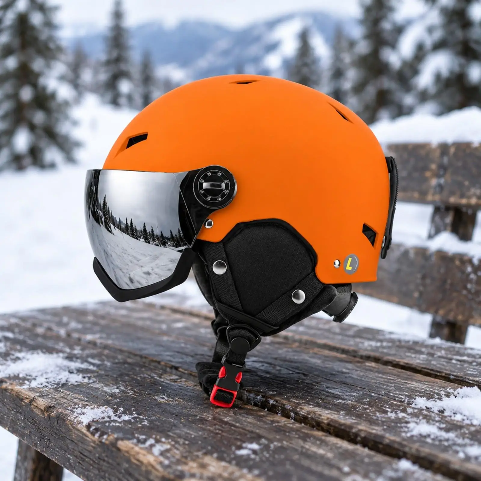 Adult Ski Helmet with Built-in Visor for Snowboarding ABS Hard Shell Fleece Lining Adjustable Fit for Winter Mountain Sports