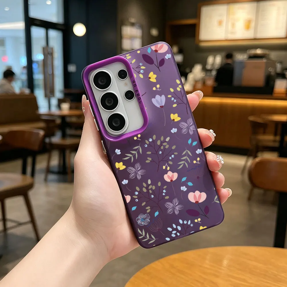 Ditsy Floral PC+TPU Phone Case For Samsung A73 A72 A71 A56 A55 A54 A53 A52 A52s 5G 4G Frosted Silver IMD Anti-drop Protect Cover view 4