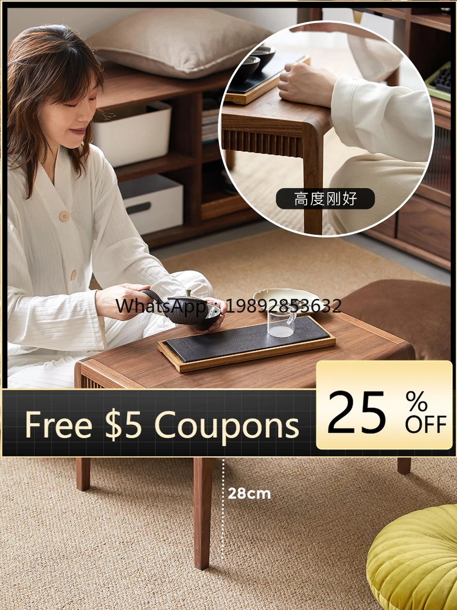 

Solid Wood Tea Table Bay Window Table Small Coffee Table Tatami Balcony Living Room Home