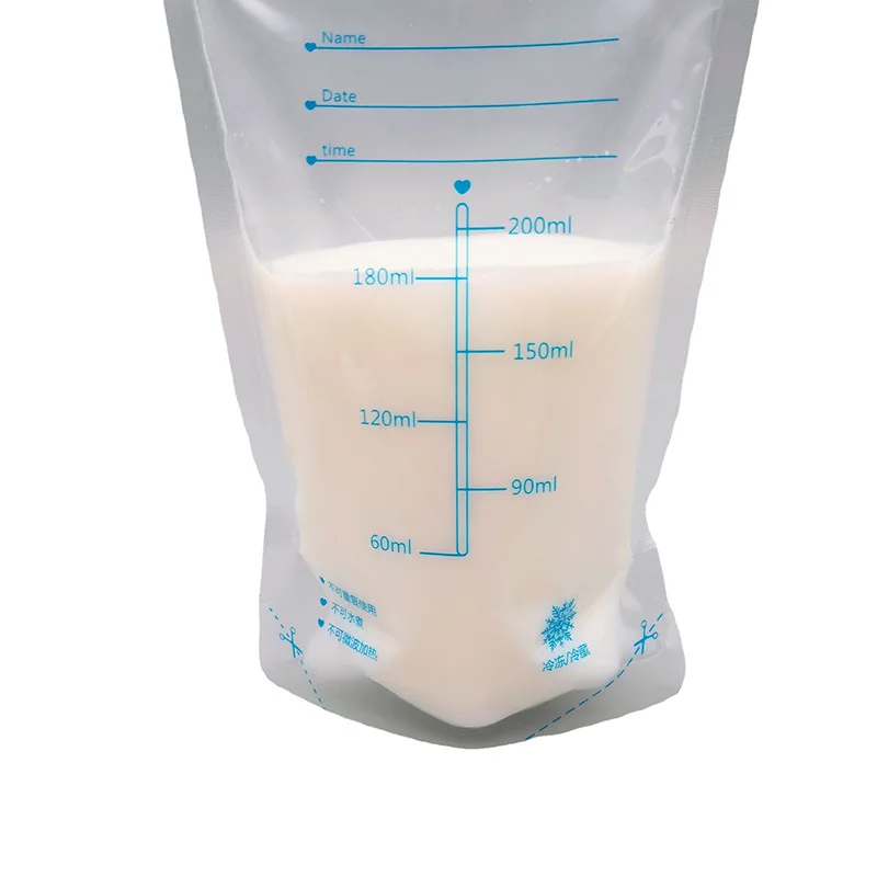 10/30Pcs Breastmilk Storage Bag Self Standing Baby Food Storage Containers No Leak Milk Freezer Bags Safe Feed PET Free 200ML