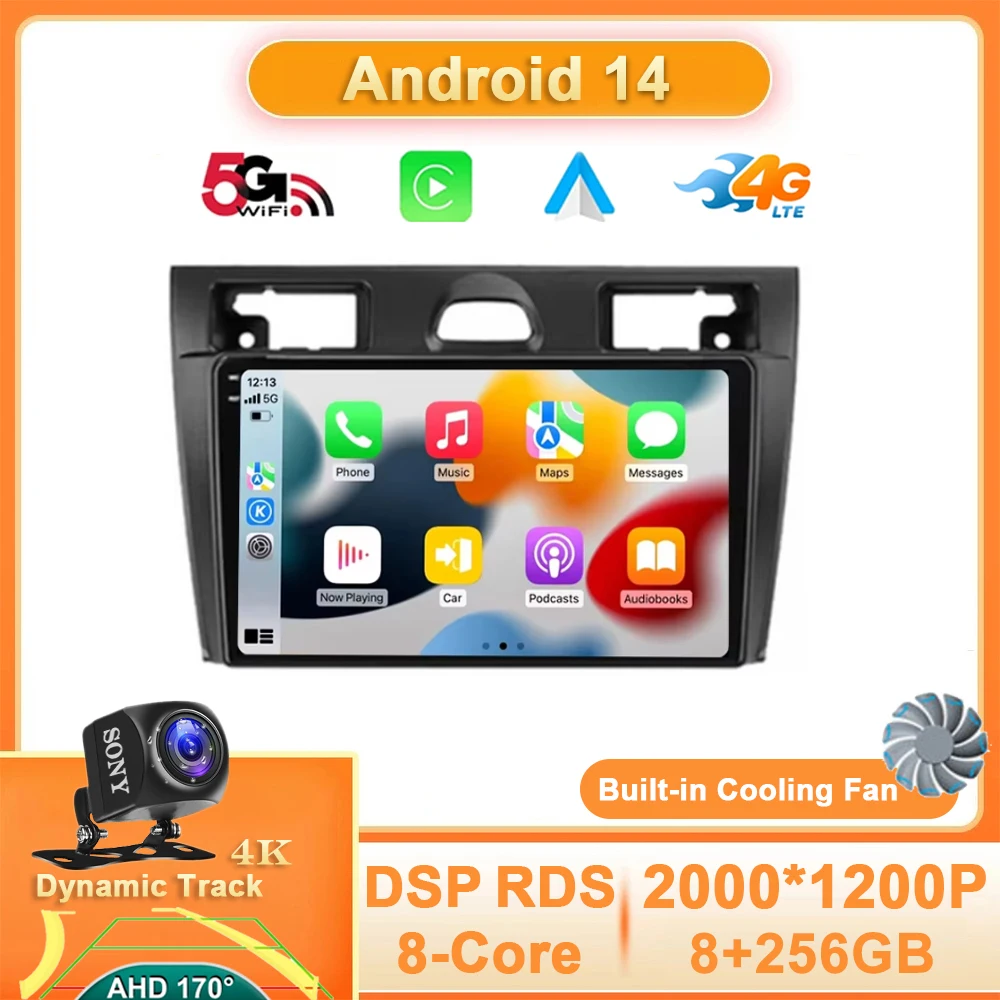 

Android 14 Auto Carplay For Ford Fiesta Mk VI 5 Mk5 2002 - 2008 Car Radio Stereo Multimedia Video 4G WIFI GPS Navigation Player