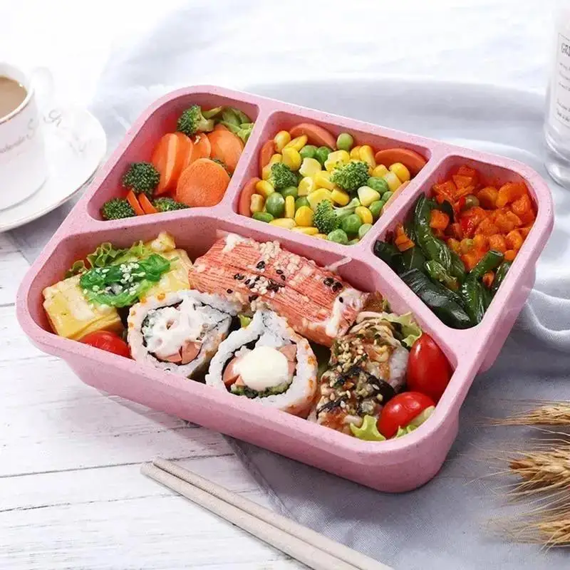 Bento Box Lunch Box Adult LunchBox Containers For Toddler Kids Adults 4 Compartments Fork Leak-Proof Microwave Dishwasher view 2
