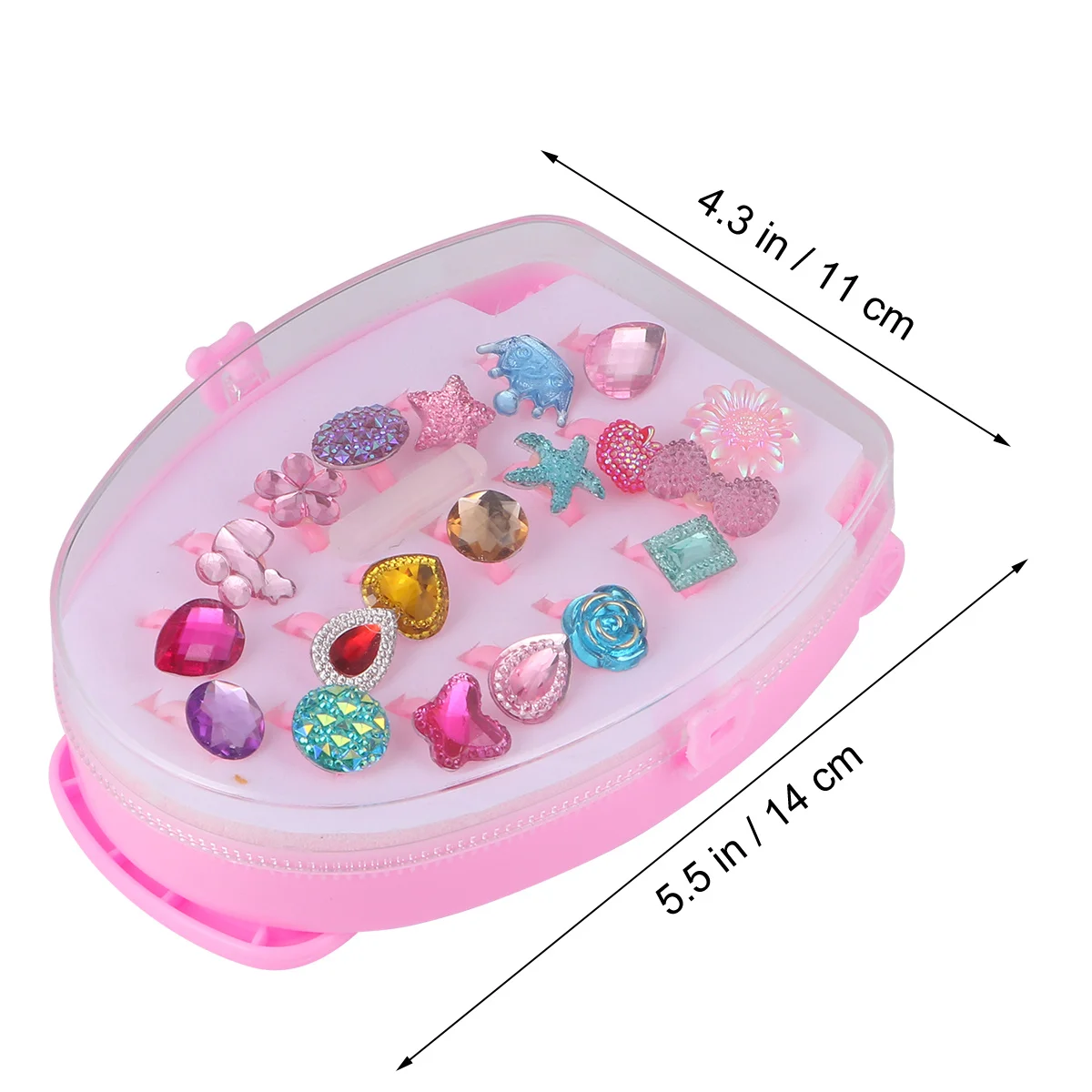 Anneaux en résine colorés brillants, 20 pièces, petits anneaux pour enfants, résine acrylique pour fille avec boîte de rangement, cadeau amusant et joyeux, jouet pour enfant