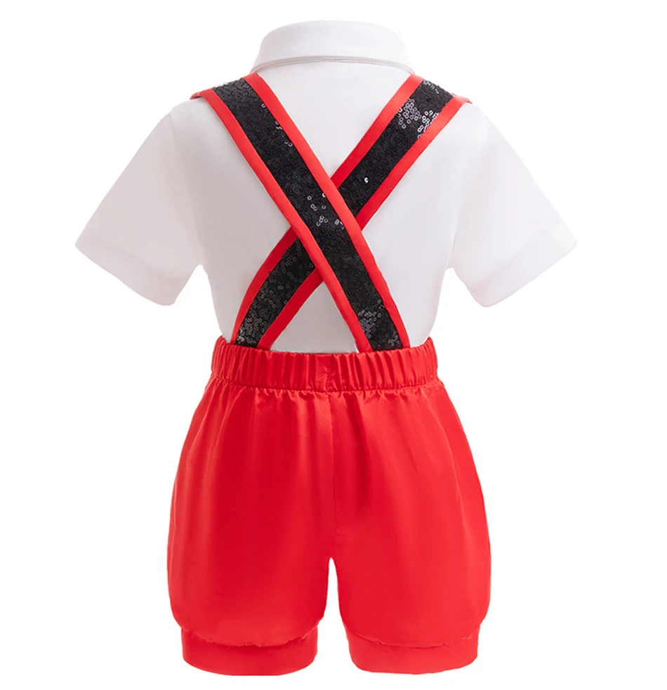 ميكي نفس البدلة الصبي مرحلة الأداء ملابس الاطفال سراويل الطفل قصيرة الأكمام ثلاث قطع مجموعة عيد الميلاد زي ميكي مجموعة