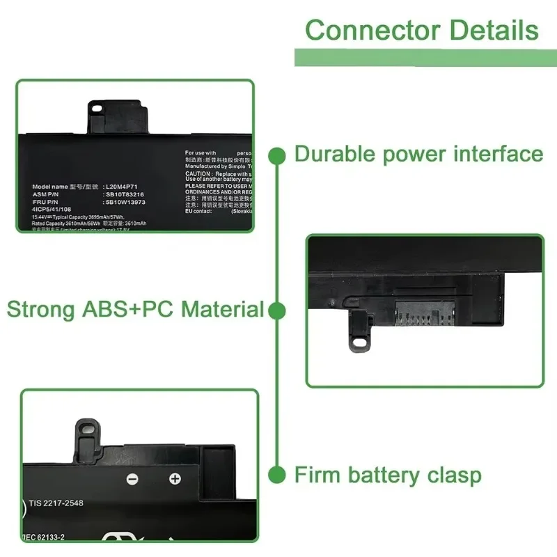 Baterai Laptop L20M4P71 untuk Lenovo ThinkPad X1 Carbon 9/10th Gen X1 Yoga 6/7th Gen TP00128A TP00129A L20C4P71 L20L4P71 L20D4P71