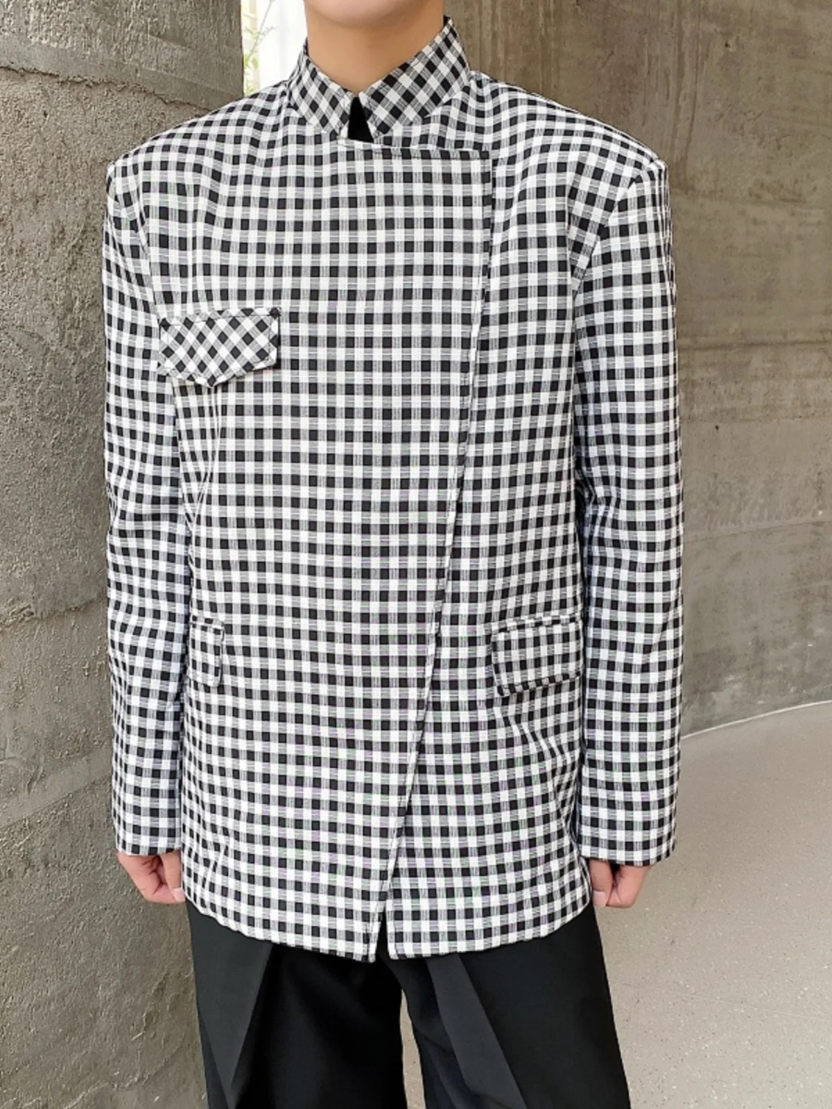 

New Autumn Chinese Sle Wide oulder Design Cheered Loose Casual Men's Suit Korean Version Retro Outerwear Jaet