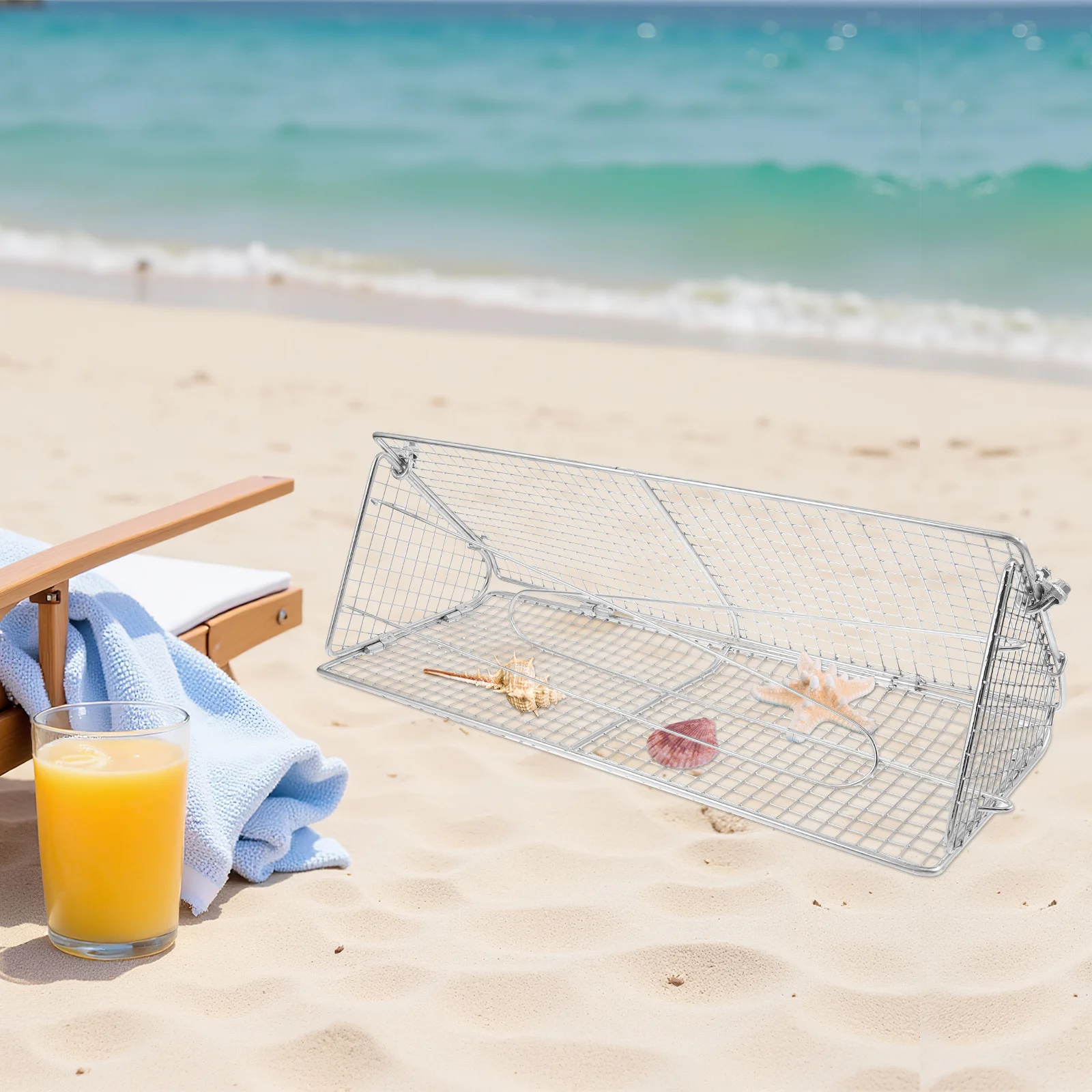 الفولاذ المقاوم للصدأ الرمال المغربل طوي قابل للتعديل ارتفاع كراب الماسك الكنز حفار الرمال كراب غربال #6