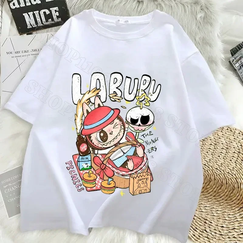 Labubu Adult Sweethearts Clothes Women Cotton T Shirts Men Cartoon Anime Graphic Print Shirt Fashion Tops Birthday Party Gifts