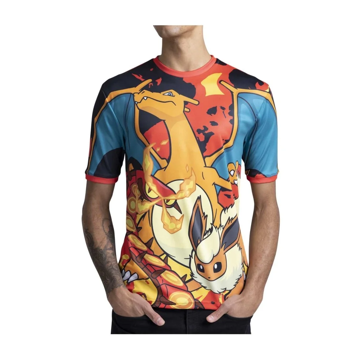 

Футболка с графическим рисунком Pokémon Center × OMOCAT Team Fire Jersey Charizard, летняя спортивная мужская футболка, детская одежда, футболка Y2k для женщин