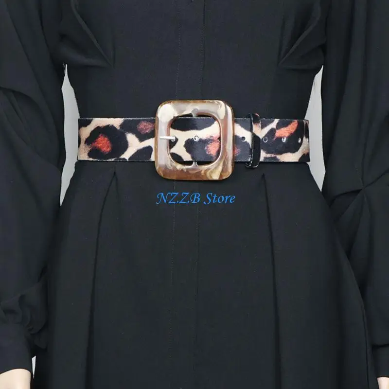 T21F حزام الخصر أنيق فتاة الساخنة ليوبارد طباعة حزام كاوبوي راعية البقر الحزام الكلاسيكي #4