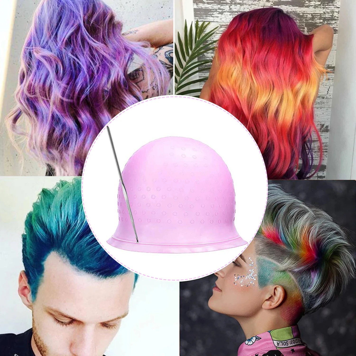 Colorazione dei capelli riutilizzabile evidenziazione tappo colorante con ganci tappo per tintura dei capelli in Silicone gancio ago strumenti per lo Styling della tintura della glassa fai da te