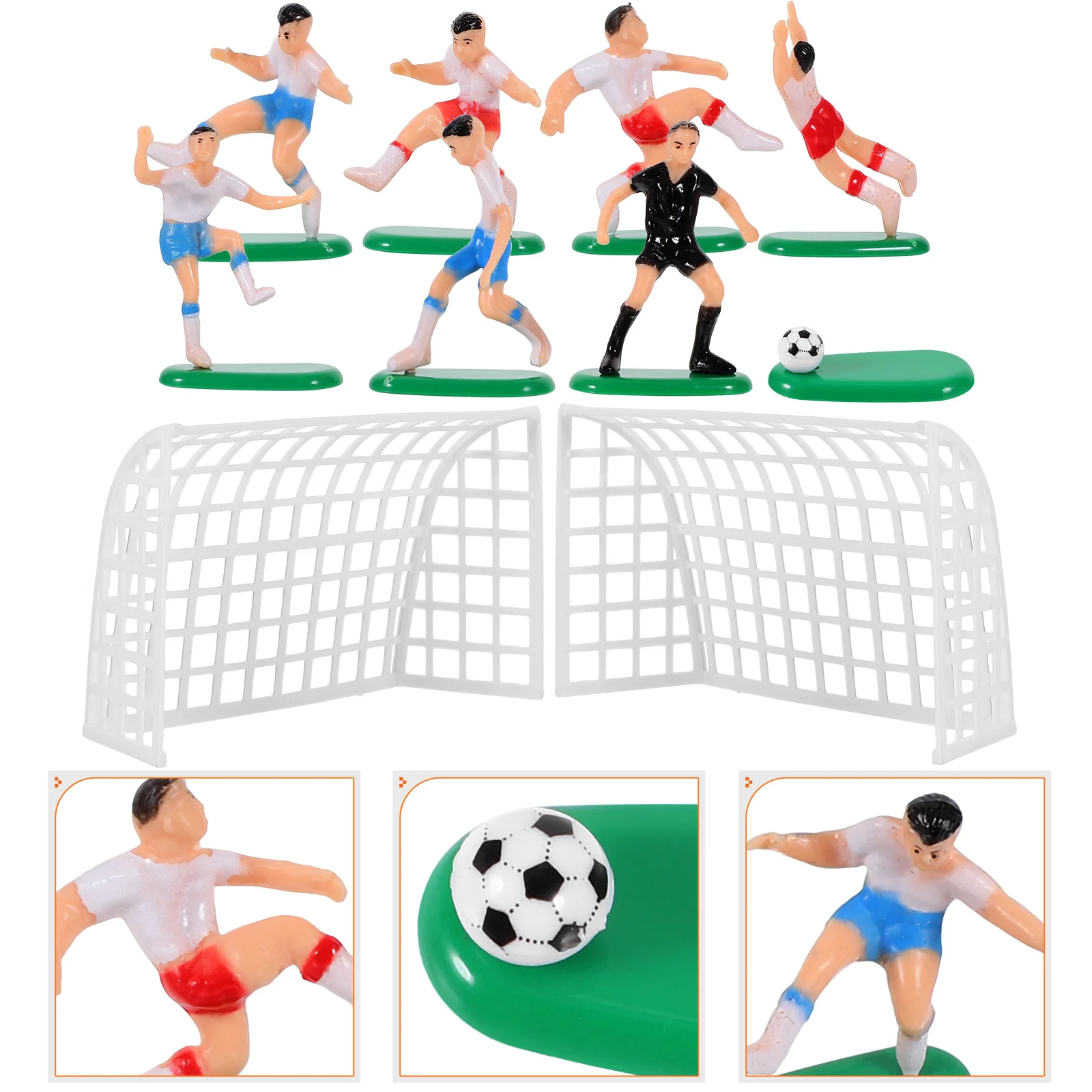 2pcs Football Set Goalies Players Referee Kids Birthday Decorations Cake Novelty Cake Props Decors for Kids Birthday Party