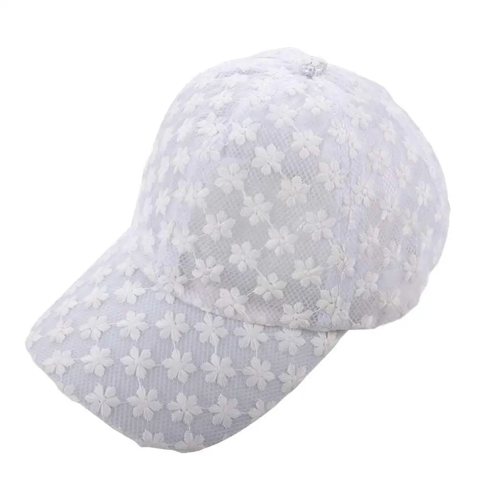 

Adjustable Breathable Outdoor Girls Women Hip Hop Mesh Hat Visors Cap Flower Baseball Cap Lace