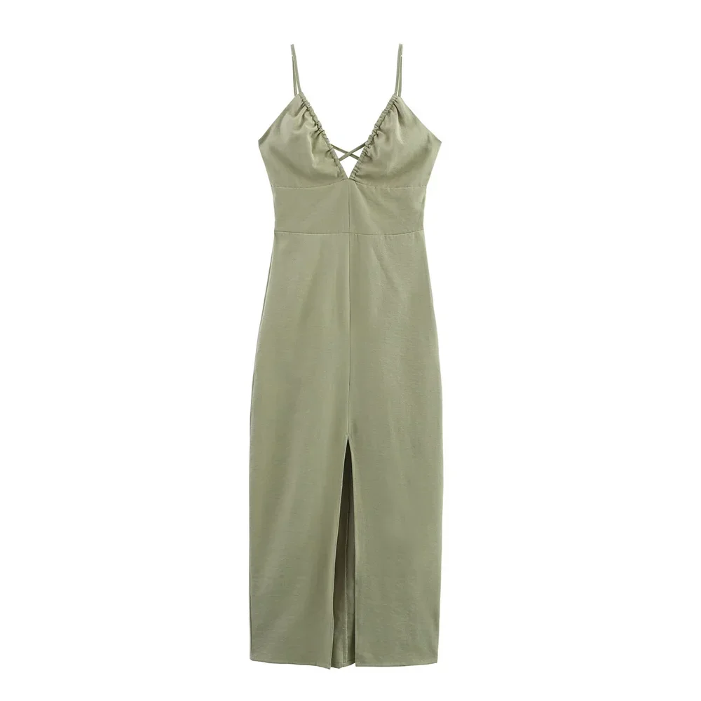 

LIBIELIY Women's Midi Dress With Strapless Backless Embellishment For Spring And Summer New Casual Women's Wear