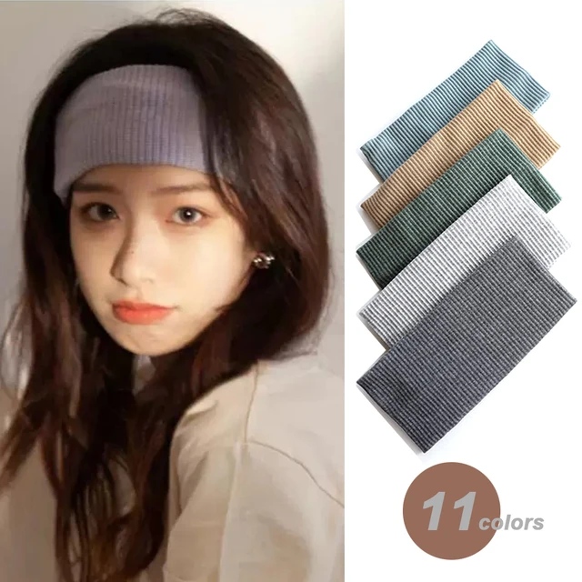 Damska opaska w jednolitym kolorze joga Knitting elastyczne opaski do włosów Turban makijaż obręcz do włosów Vintage Headwrap modne akcesoria do włosów