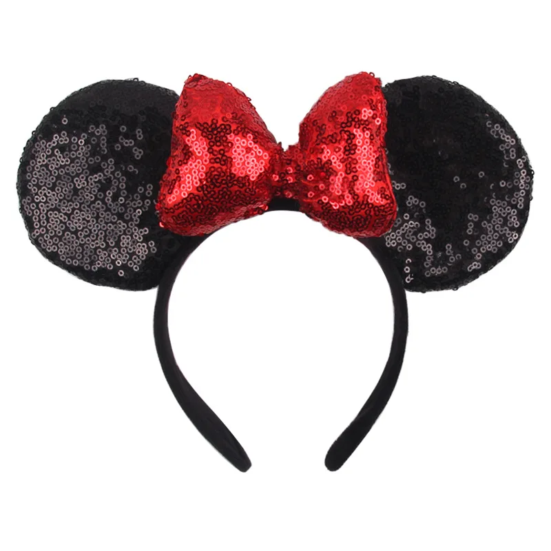 Vergnügungspark Mickey Stirnband, Minnie 3D Pailletten, Schleifenstirnband, Mickey Mouse Pailletten-Stirnband – Detail 2
