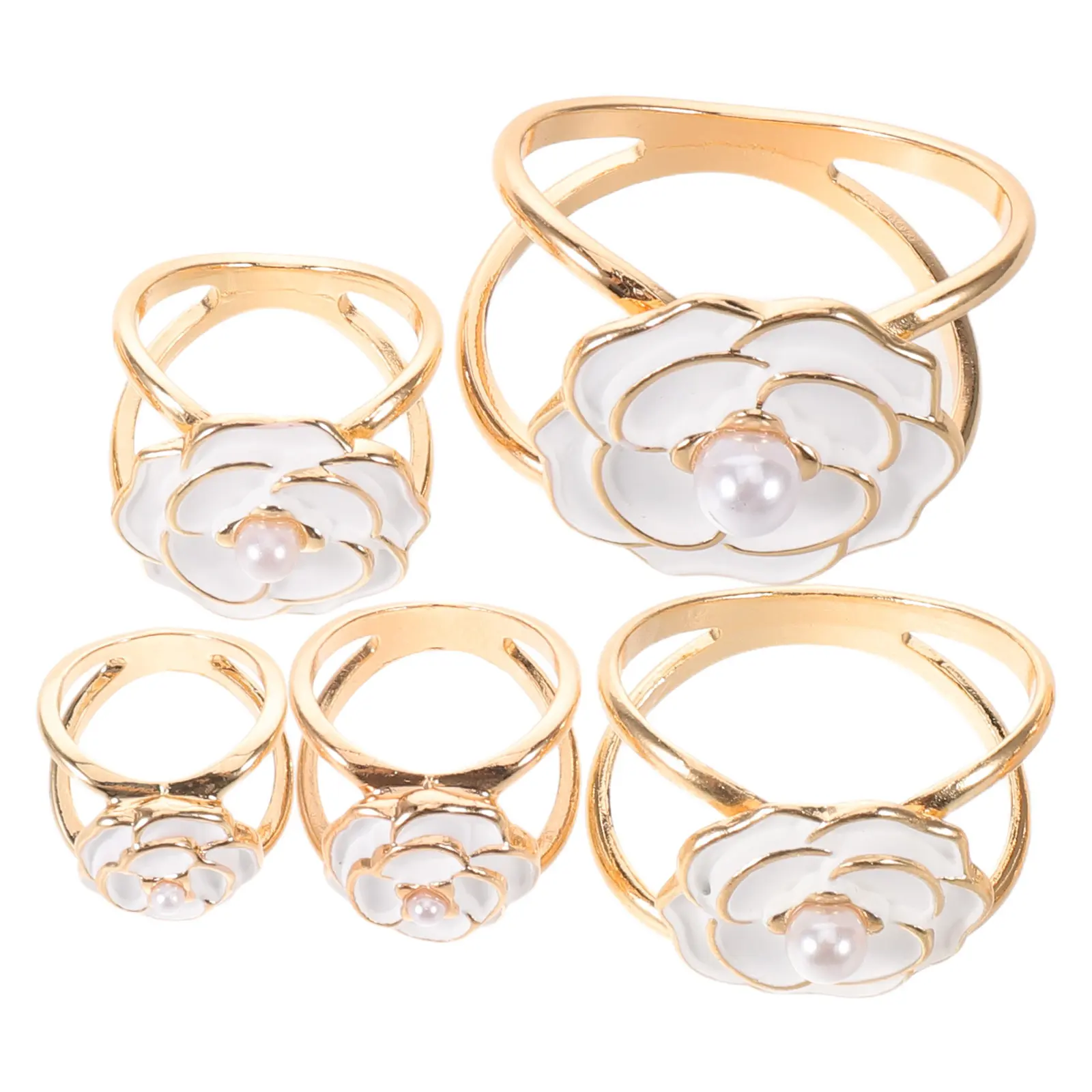 

5Pcs Camellias Scarf Clips Metal Pearl Flower Buckles for Women Shirt Sweater Shawl Holder Clip Vintage Scarf Rings Clip