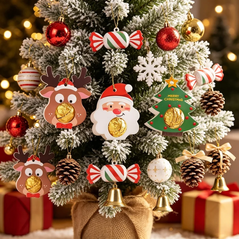 20pcs Christmas candy and chocolate decorative hanging tags, Christmas tree hanging decorations, party candy holiday atmosphere decorations, decorative items, not suitable for direct contact with food, Christmas party small gifts, Christmas market small gifts, Christmas exchange small gifts, home Christmas decorations, holiday window decorations, suitable for winter, Christmas, Christmas Eve, year-end holidays, and winter-themed carnival events