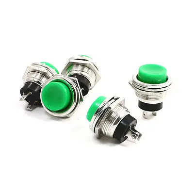 Green AC3A/125V SPST 2-Pin Momentary Panel Mount Pushbutton Switch