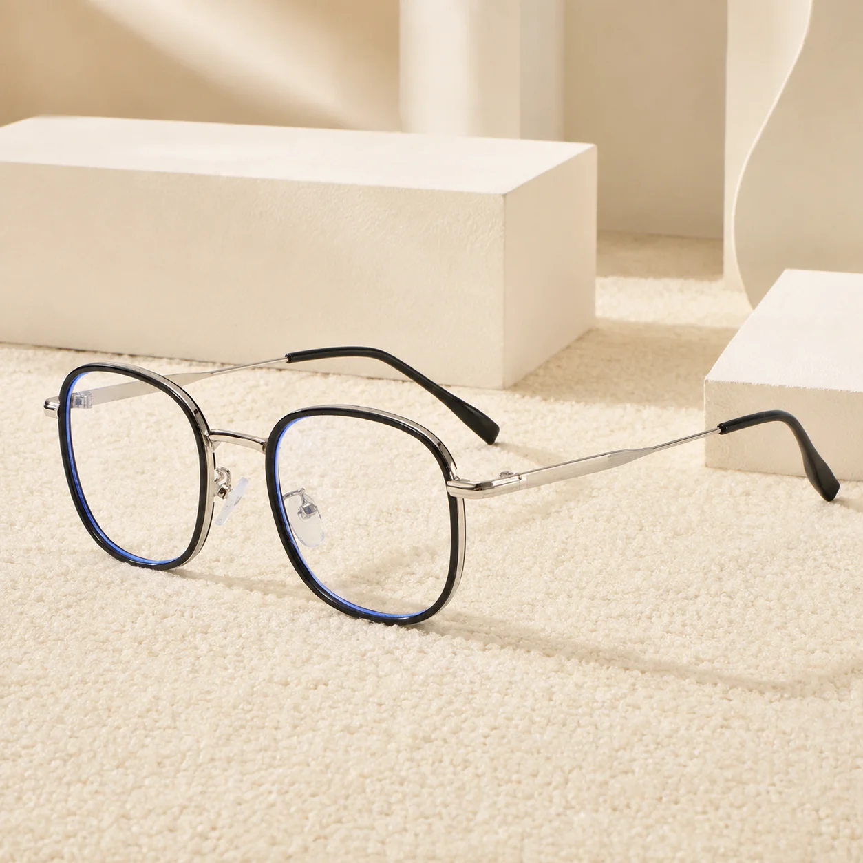 1pc Women Oval Blue Light Blocking Glasses Lightweight Non‑Prescription Anti‑Eye‑Strain Eyeglasses For Office School Daily Casua