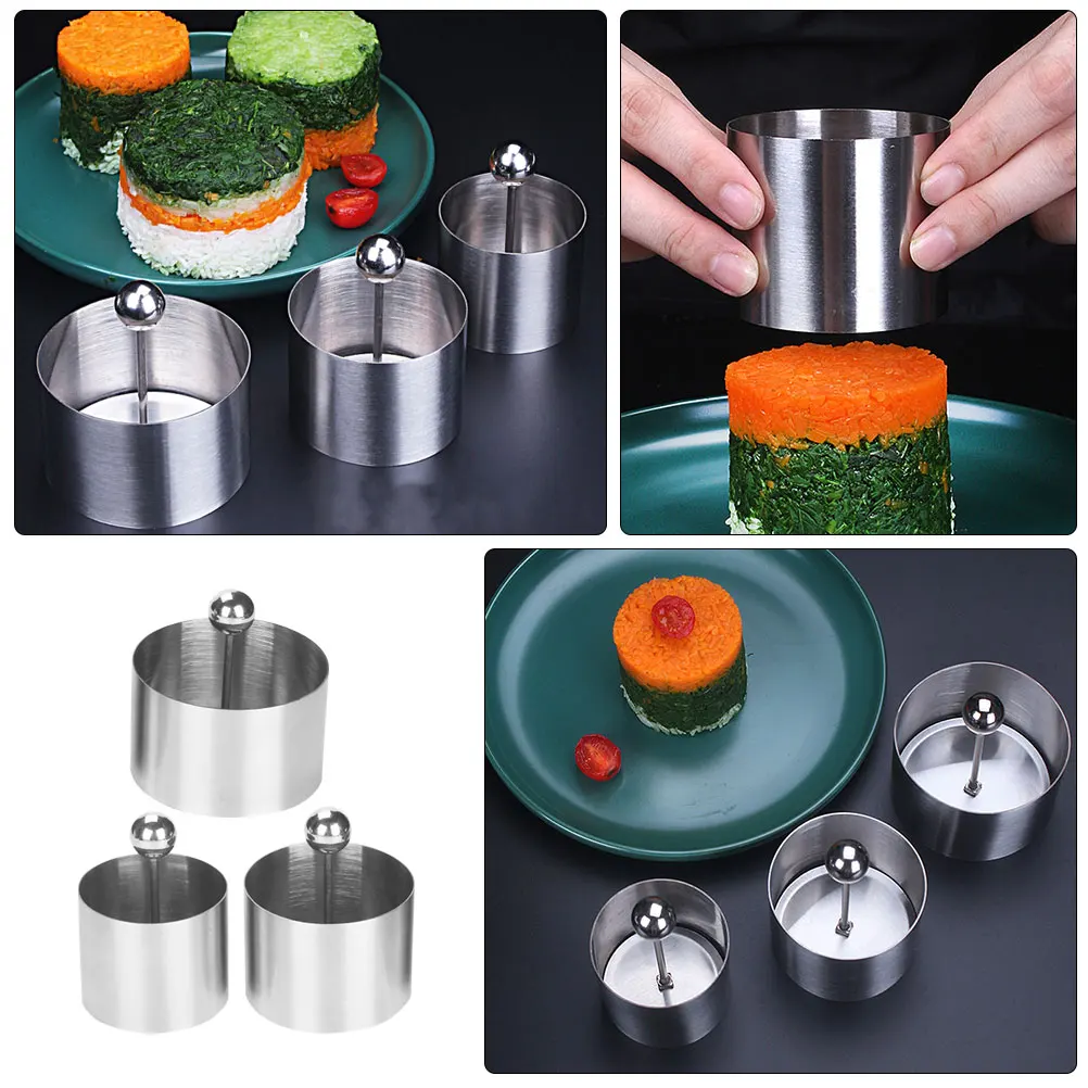 

Cold Dish Mold Stainless Steel Kitchenware Placement Supplies Food Round Molds Cooking Utensils Push Plate