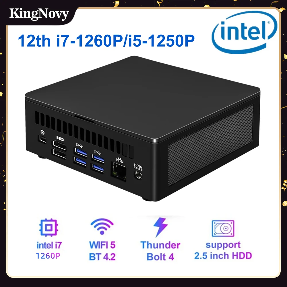 NUC 미니 PC 게이밍 컴퓨터, 12 세대 i7 1260P i7 1165G7 썬더볼트 4 2 * DDR4 NVMe SSD, 윈도우 11 2 * HDMI2.0 DP 8K HD HTPC, 신제품