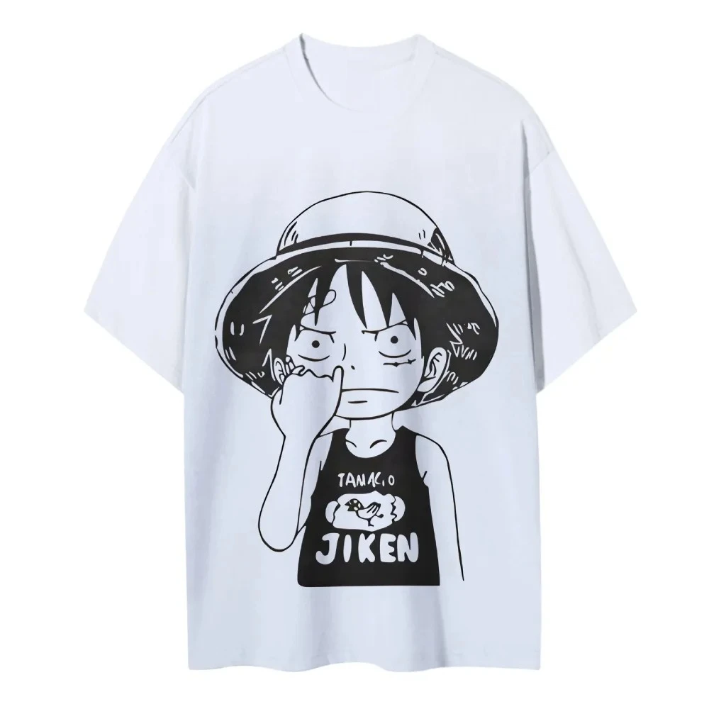

Цельная мужская футболка Monkey D. Luffy, свободная футболка японского аниме, летняя и весенняя одежда для мальчиков с короткими рукавами, одежда для родителей и детей