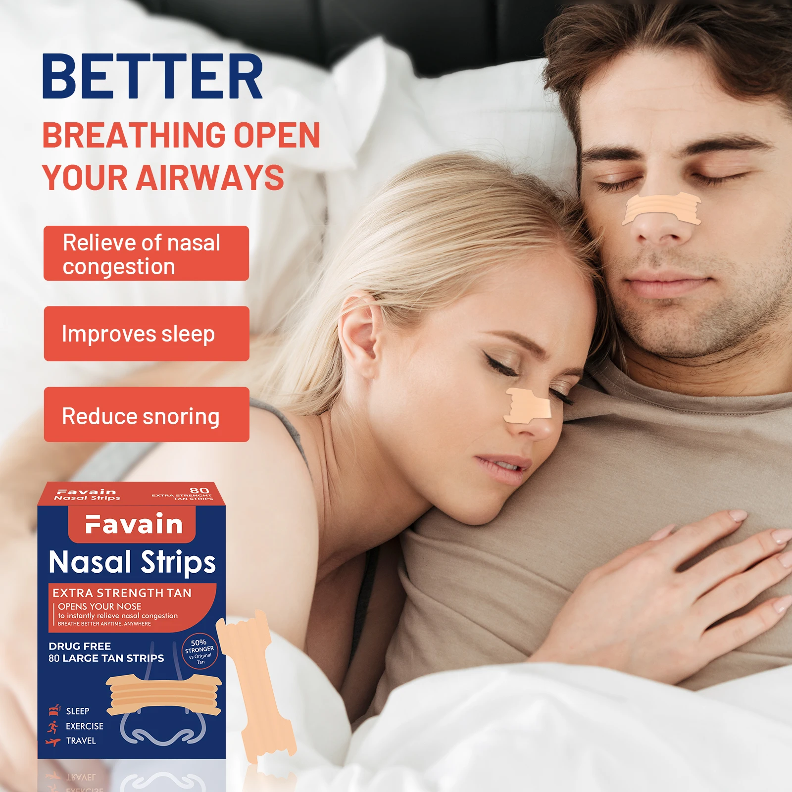 

Favain Anti-Snoring Nose Strips Scientifically Stops Snoring Physically, Doesn’t Affect Side Sleeping, Stays in Place No Matter