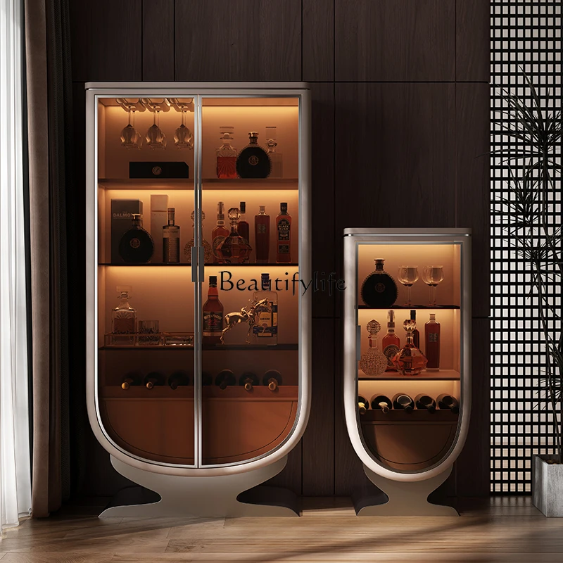 

5Light luxury double-door wine cabinet large flat-level living room against the wall original high-end glass display cabinet