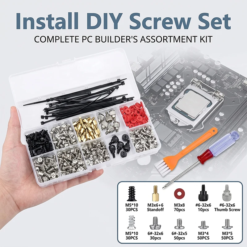 360/228PCS -Computer PC Case Hard Disk Drive Fan Motherboard Power Supply Server HDD PSU PCI Mount Repair DIY Screw Bolt Kit Set