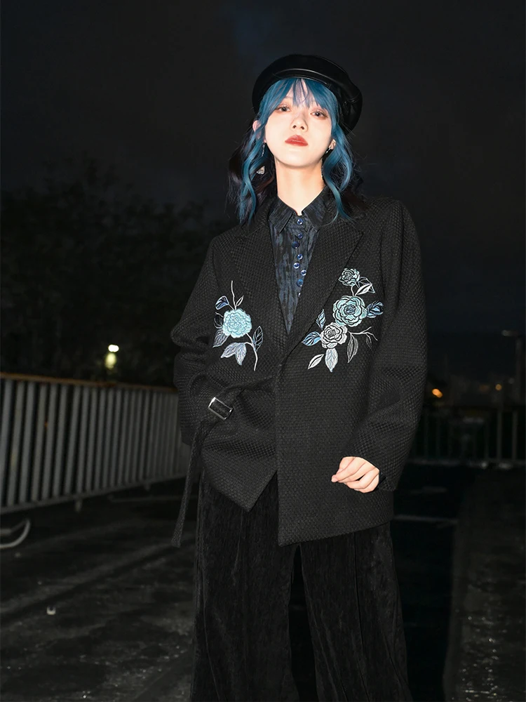 

Новый китайский шерстяной костюм с вышивкой, женская повседневная верхняя одежда, осень-зима, модный дизайн, маленький ence