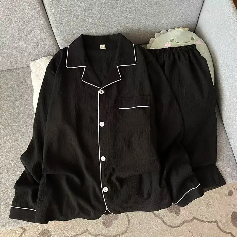 Sleepwear Pajama Man Summer Men's Pajamas Set Male Spring Casual Simple Solid Color Home Wear Autumn Trousers Long Sleeve 2pcs