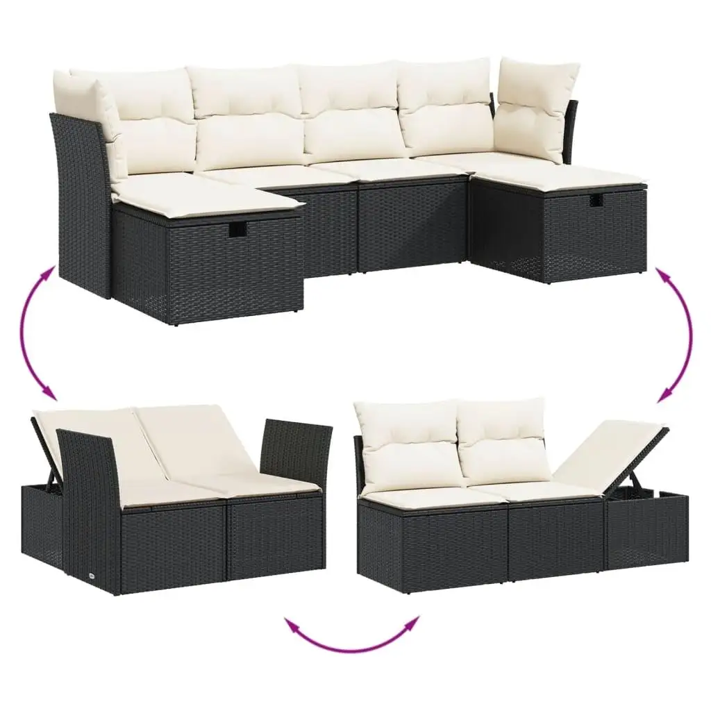 Large Modular Black Polyethylene Rattan Garden Sofa Set Outdoor Furniture Seat Collection for Patio Balcony Poolside