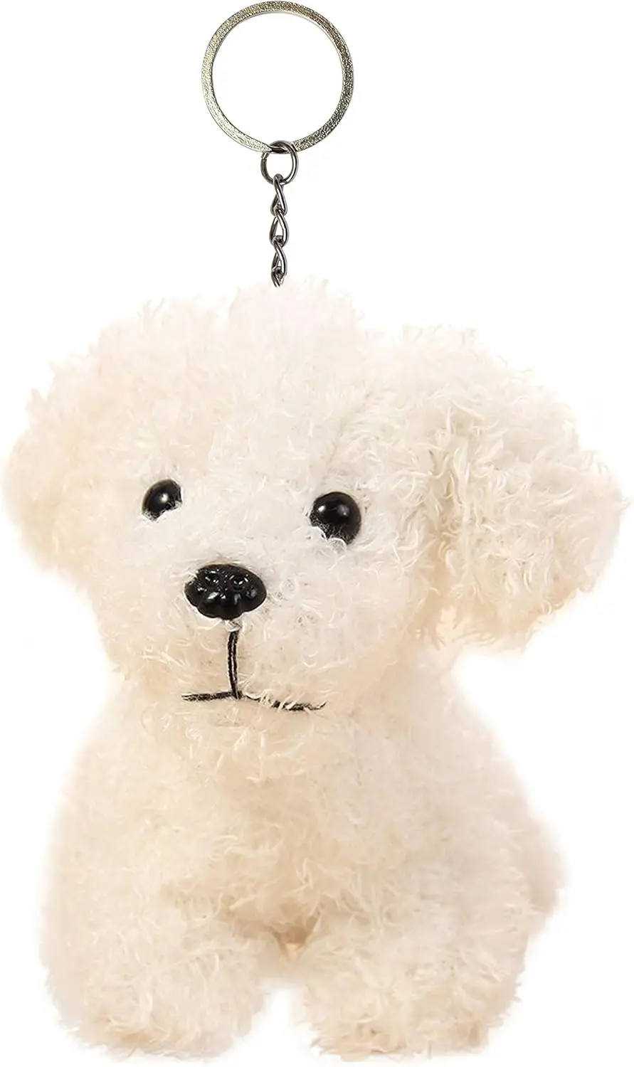 Cute Stuffed Animal Dog Anime Plush Key Chain, Fashion Accessory Backpack Clips, Kindergarten Gift, Handbag Pendant, 5 inch (White)