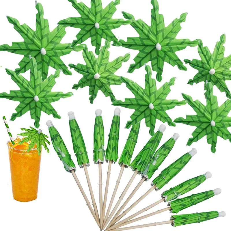 10 Kokosnussbaum kleine Papier-Regenschirm-Picks, hawaiianische Party-Cocktail-Dekorationen, kleine Regenschirme, Geburtstagsfeier, Obstteller-Picks