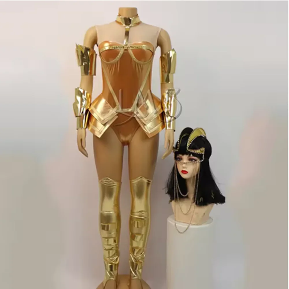 

Drag Queen Outfit Gold Bodysuit Stage Costume Women Gogo Performance Costume Festival Party Show Rave Wear Carnival Clothes yk