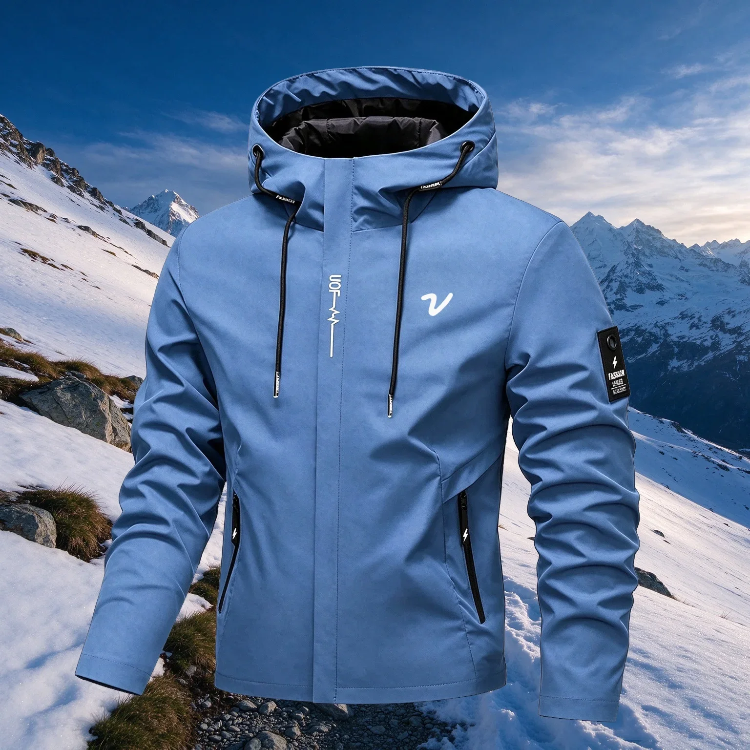 Spring Autumn New Men's Outdoor Leisure Waterproof Raincoat Hooded Lightweight Cycling Jacket Street Style Hiking Windproof Coat