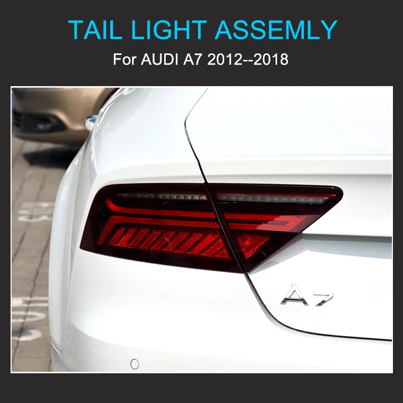 1 Pair LED Taillights Assembly For Audi A7 S7 RS7 2012-2018 Tail Lamps Plug and Play with LED Dynamic Turning Rear Taillights